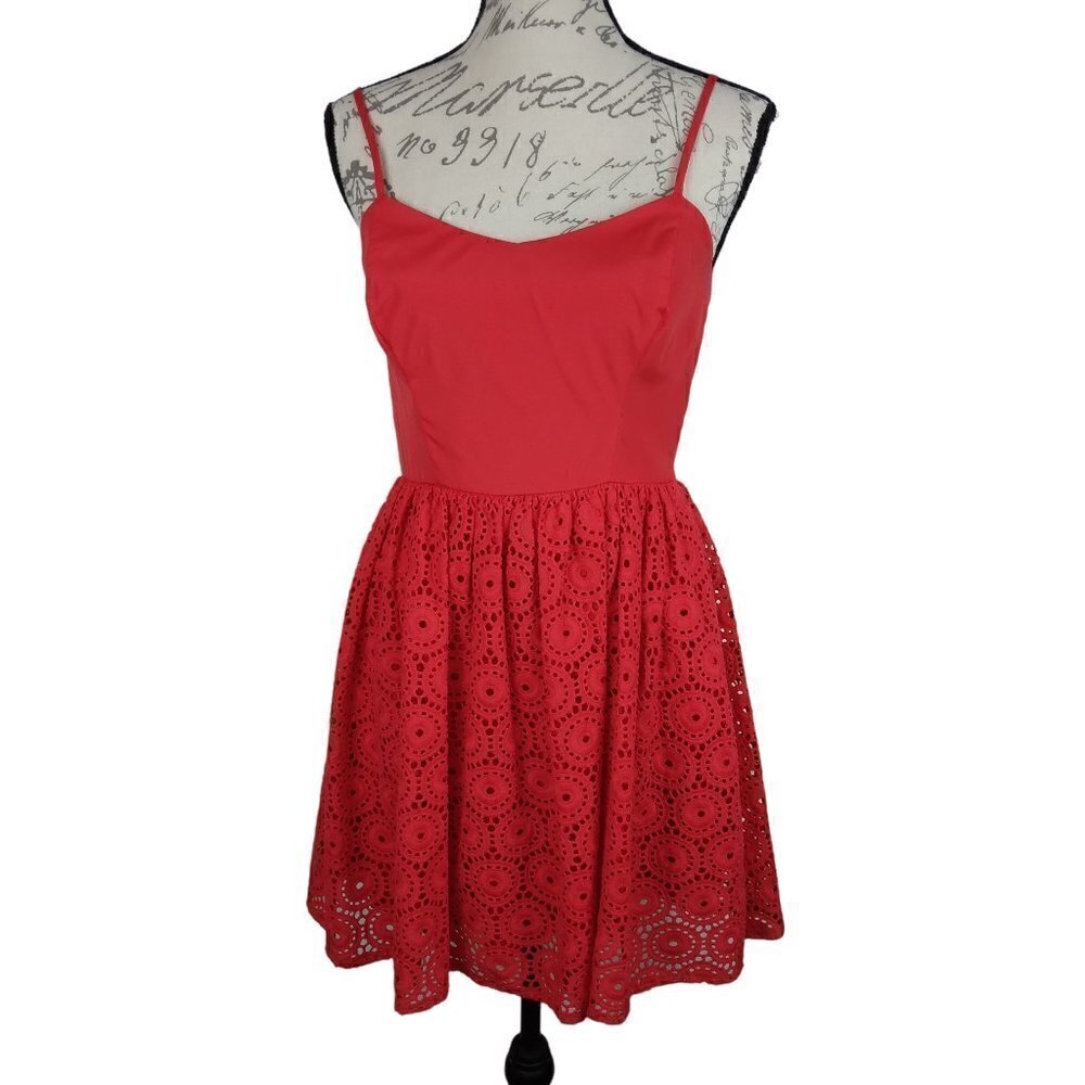 Gianni Bini GB | Lace Spaghetti Strap Fit & Flare Mini Dress Red | Size M